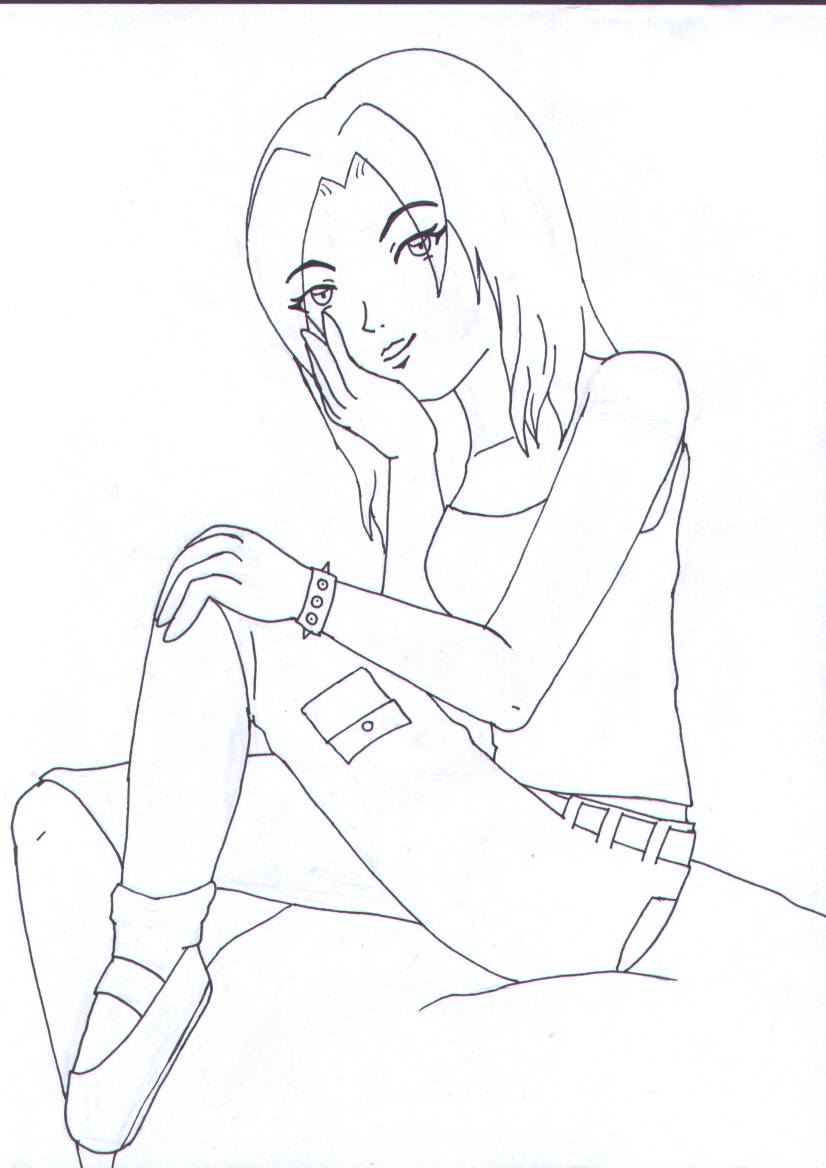 Sitting girl by Teemu