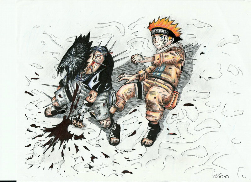 Naruto and Sasuke (colored) by TeenAvaGo_1