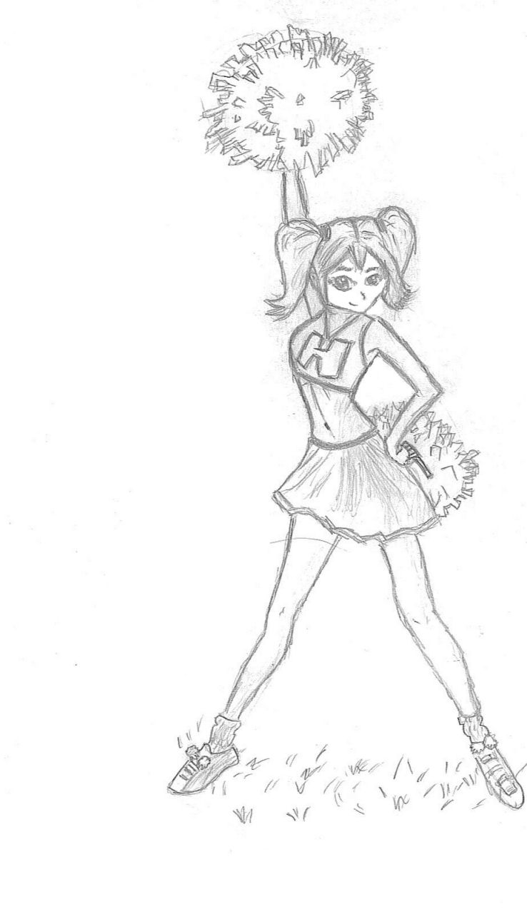 cheerleader (un colored) by Teentitanfan00