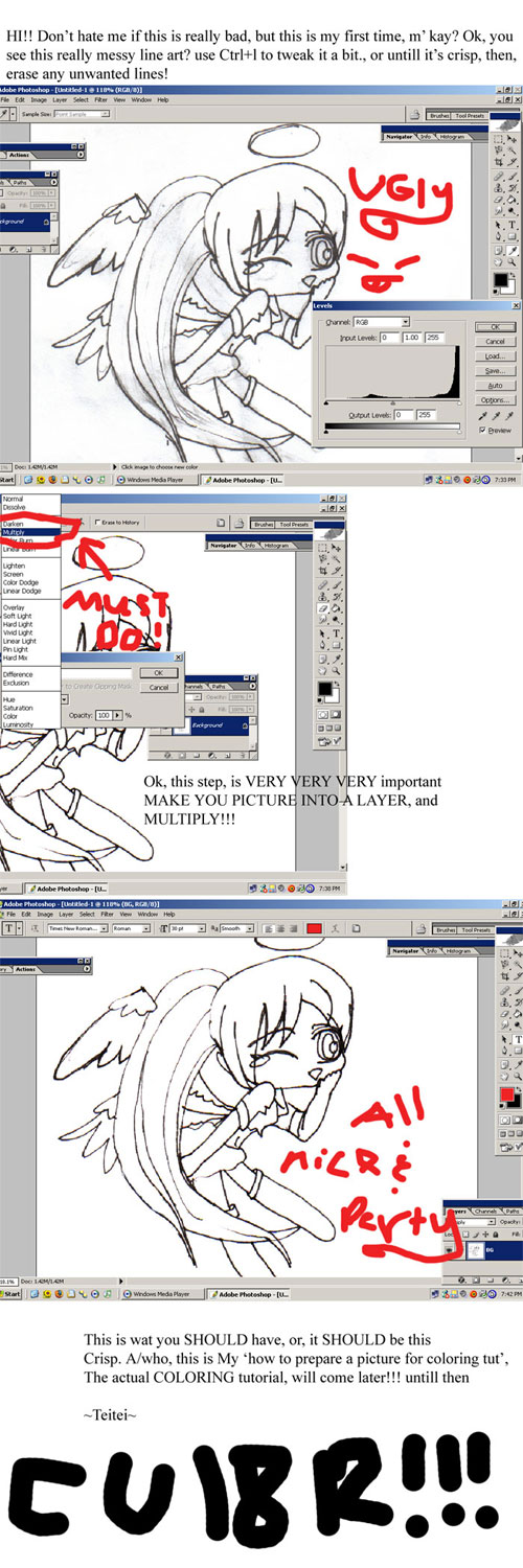 How 2 clean line arts(first tut) by TeiTei