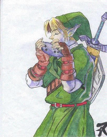 Link Playing Ocarina Of Time by TeknomanElvis