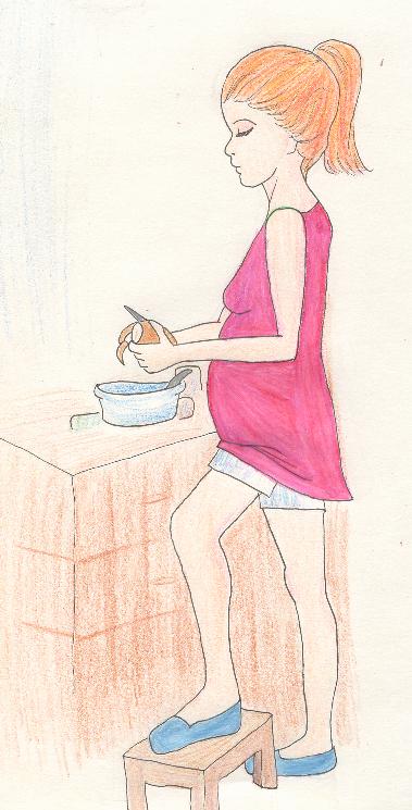 Ginny, peeling potatoes by TellBell