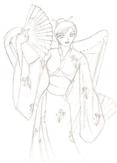 White Kimono (lineart) ~ Xiakeyra by Terra_Kitsune