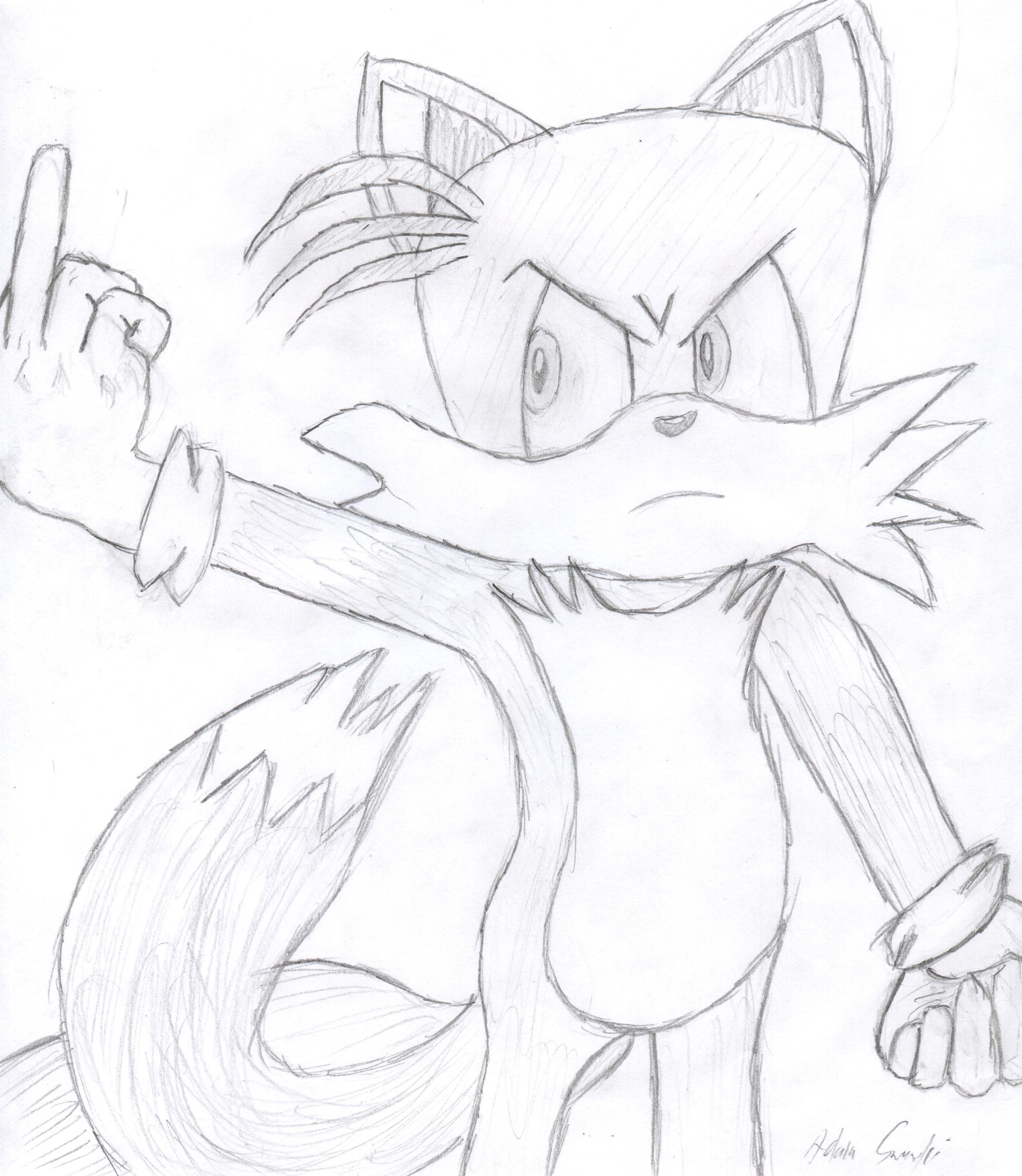 Tails Flipping the Bird by Teumessian