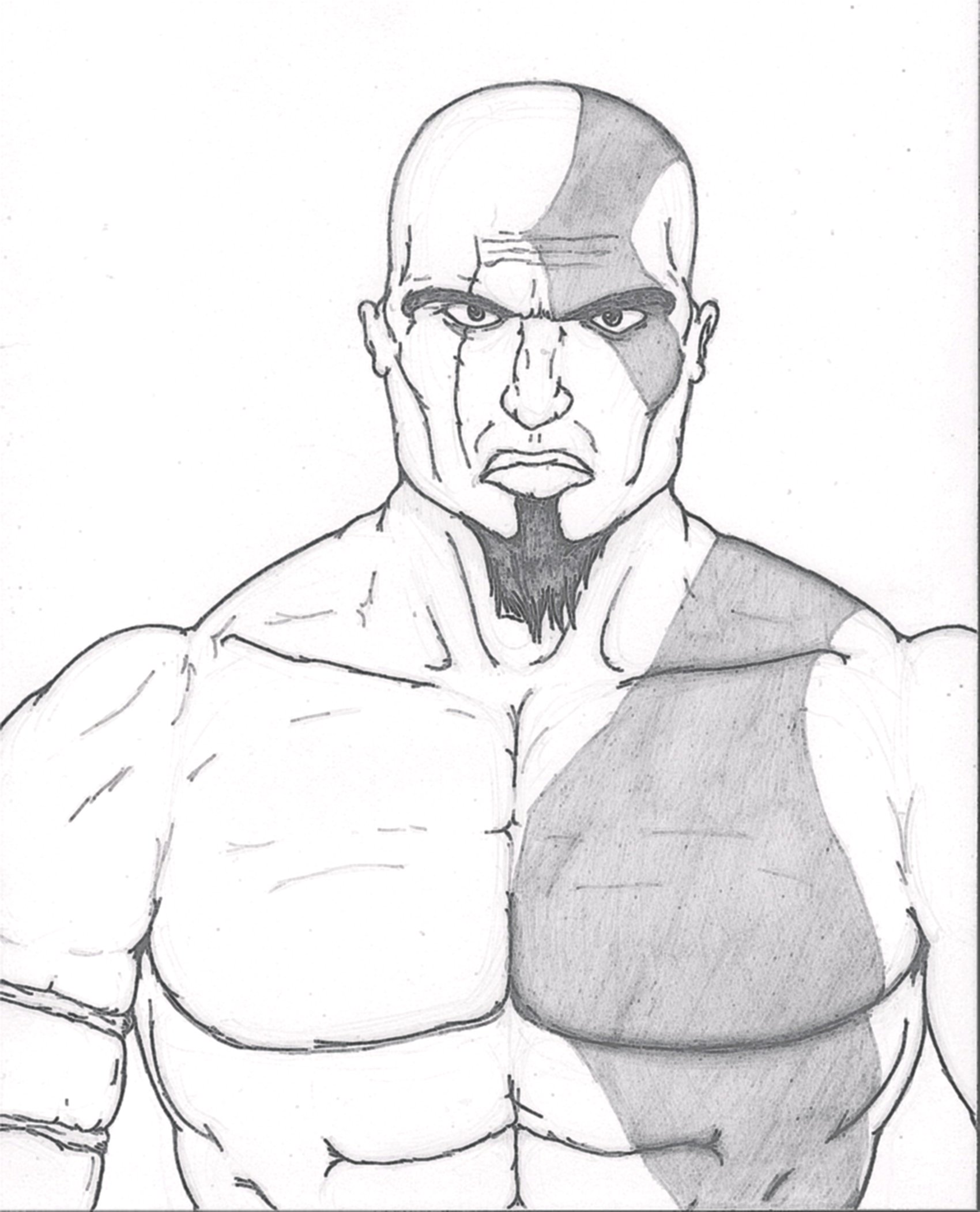 Kratos(God of War) sketch pic by That_Man86