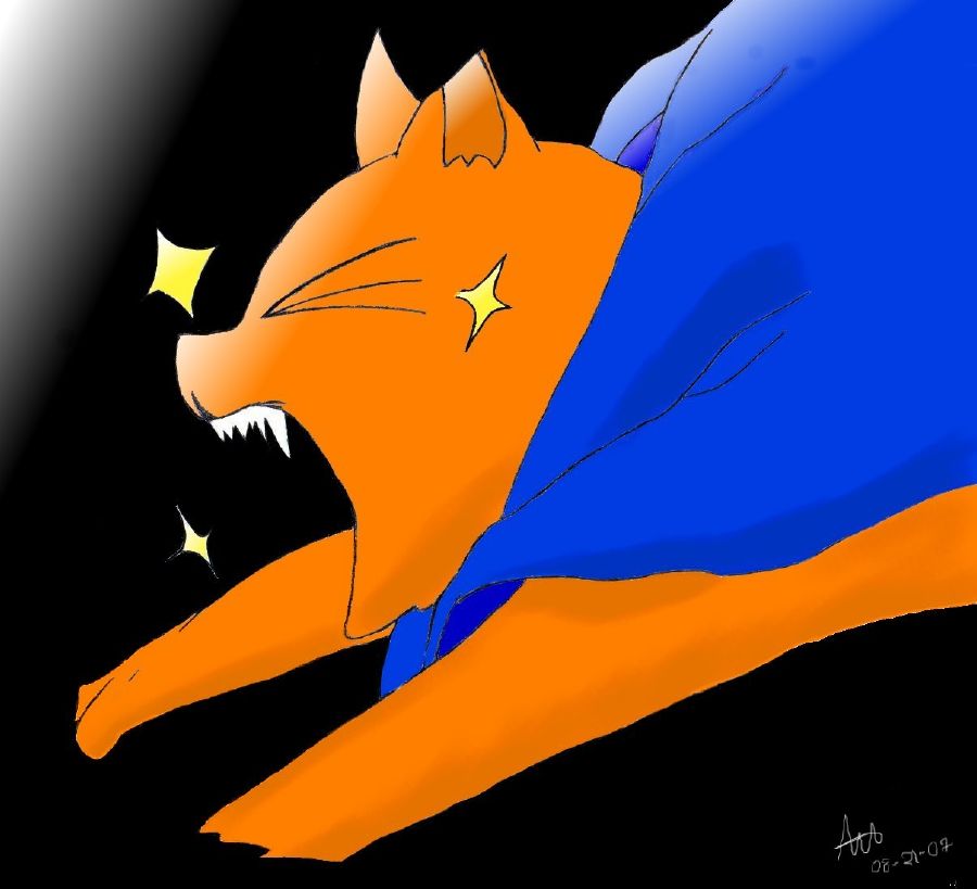 Kyo the flying cat! (aka my coloring guinea pig) by TheCarrot