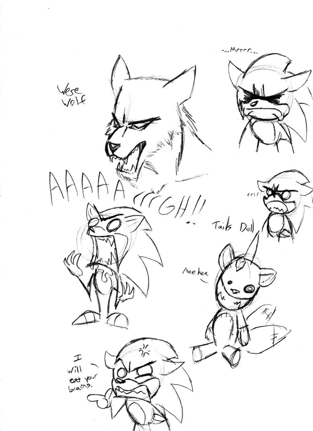 Angry Sonic Sketch Dump 2 by TheGameArtCritic