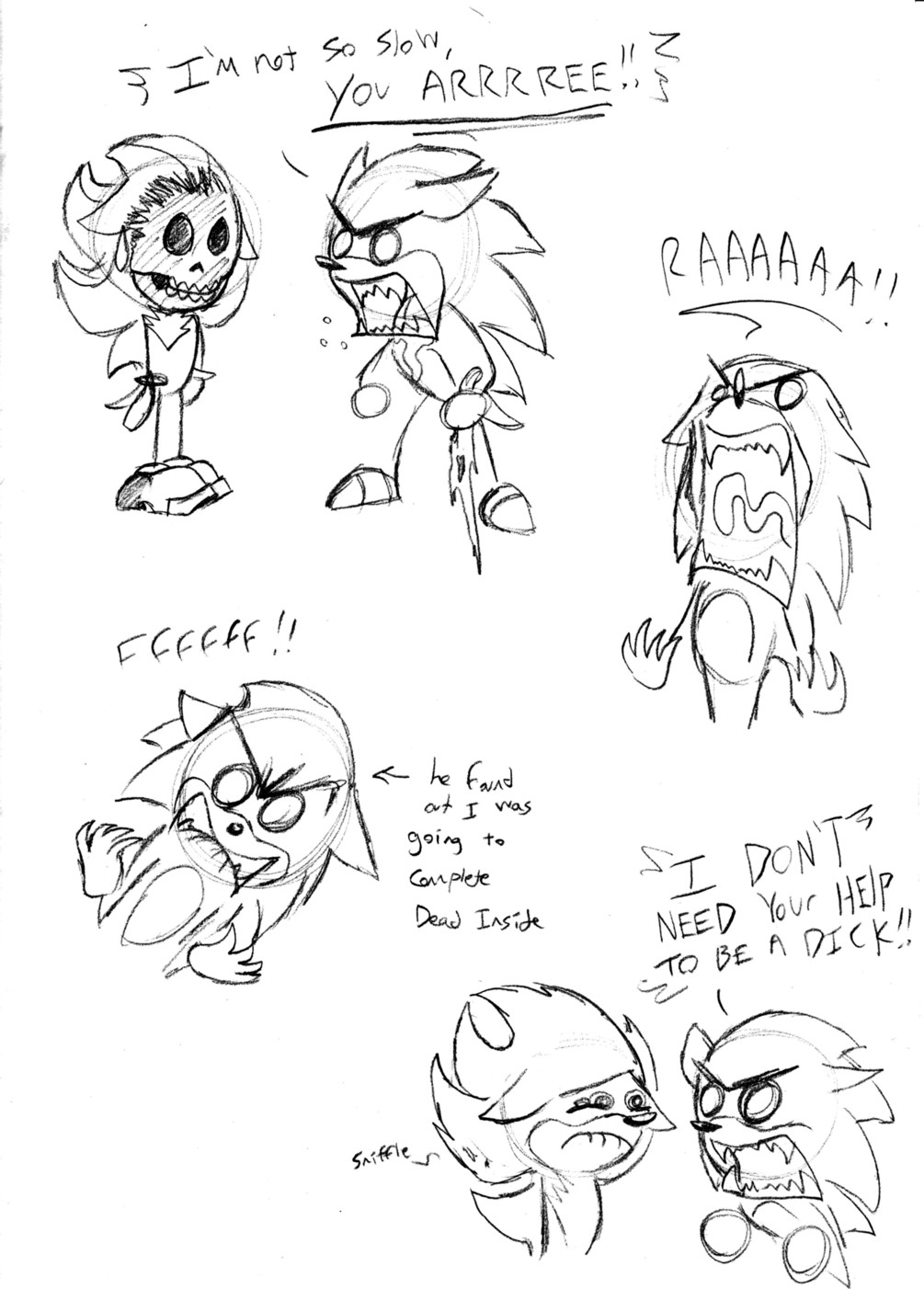Angry Sonic Sketch Dump 3 by TheGameArtCritic