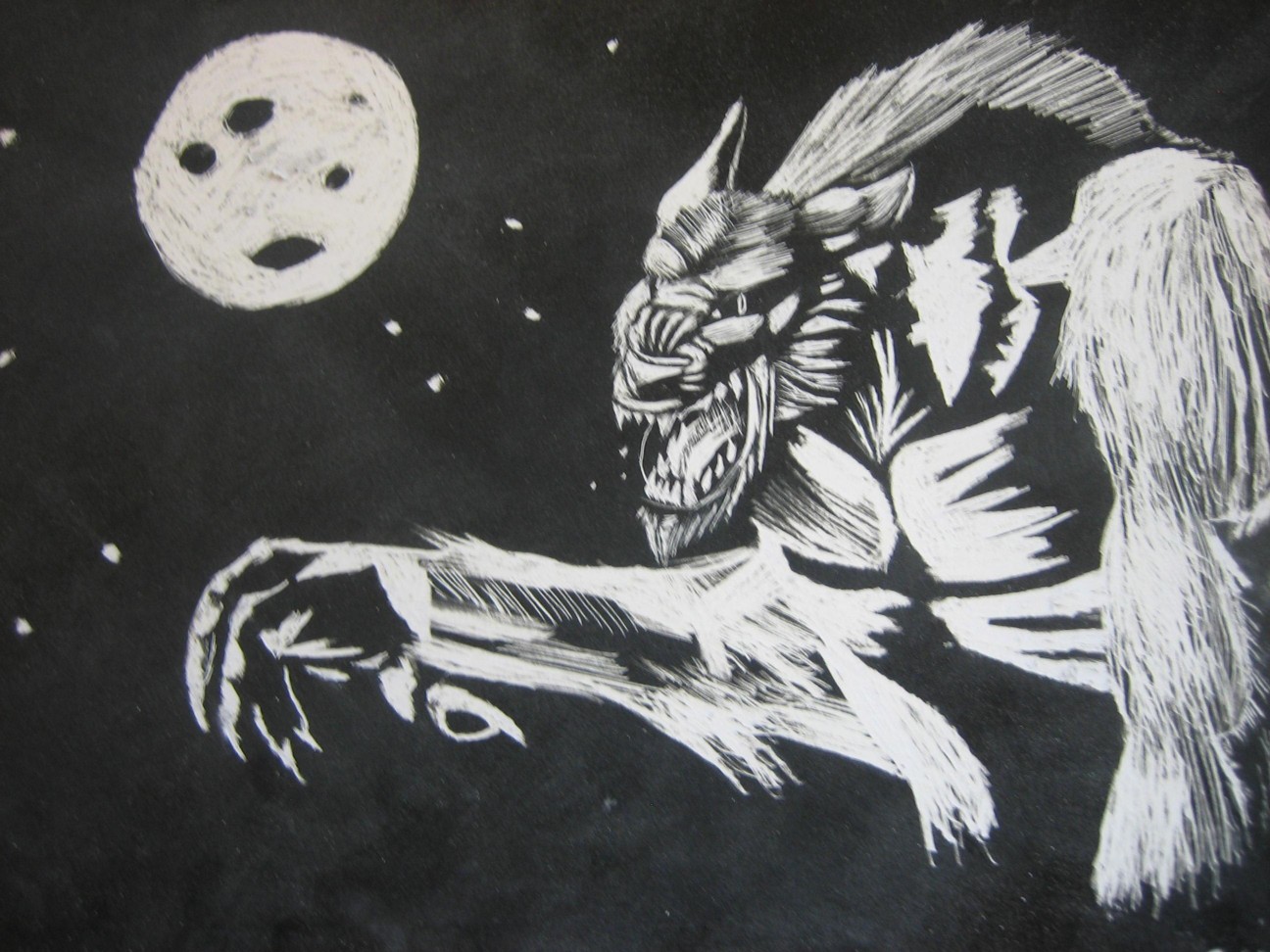 Scratchboard Werewolf by TheGameArtCritic