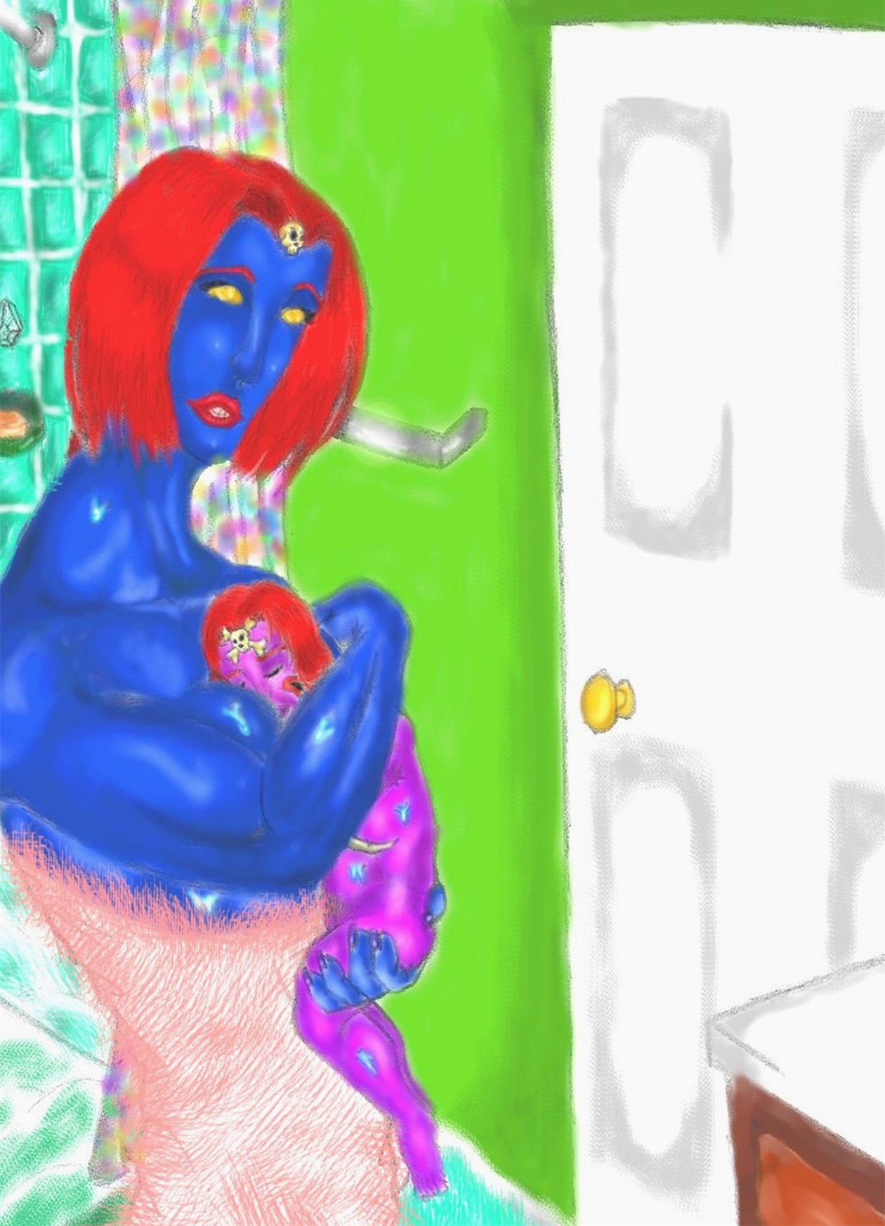 Mystique and her Baby by TheHellraiser