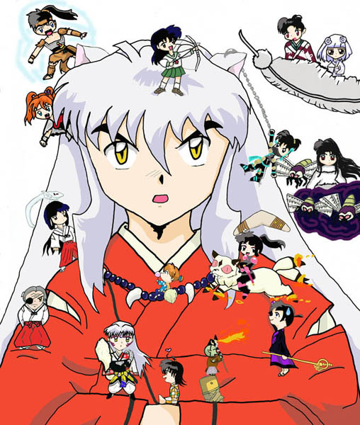 Inuyasha and the many chibis by TheShadowintheLight