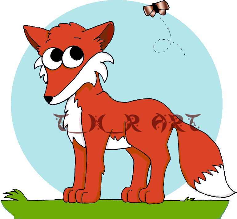 Fox and butterfly by The_horse_rider