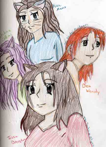 Tessa, Ben, Catalina, and Kisa by The_youkai_nightmare