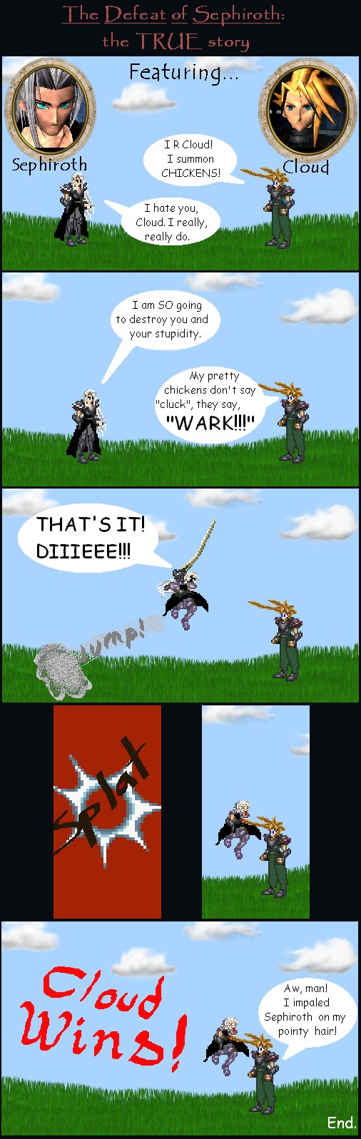 The Defeat of Sephiroth: the TRUE story. by Theaphelia