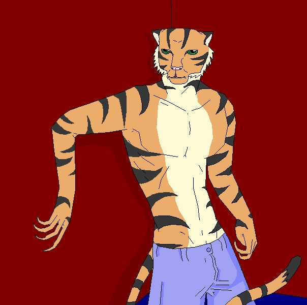 hot anthro tiger /ms paint by Thefamous1