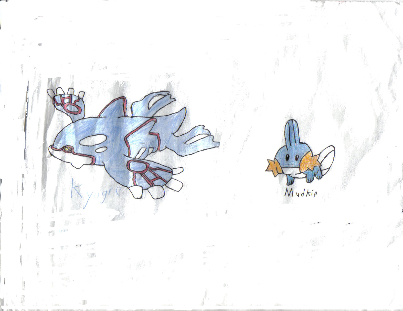 Kyogre &amp; Mudkip by Tikal_the_echidna