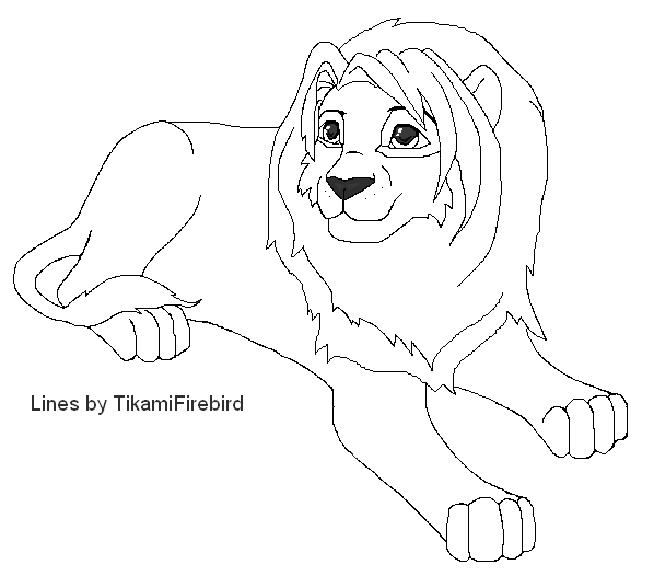 MS Paint ready Lion Lineart by Tikami