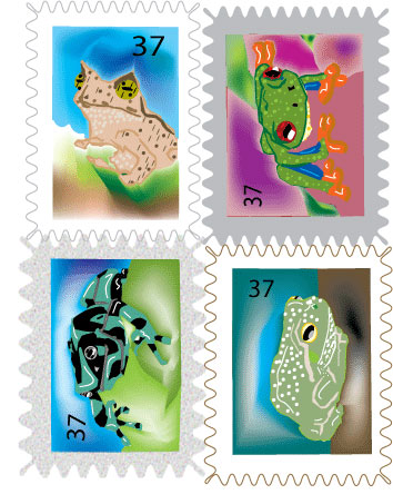 Frog stamps by Tikuu