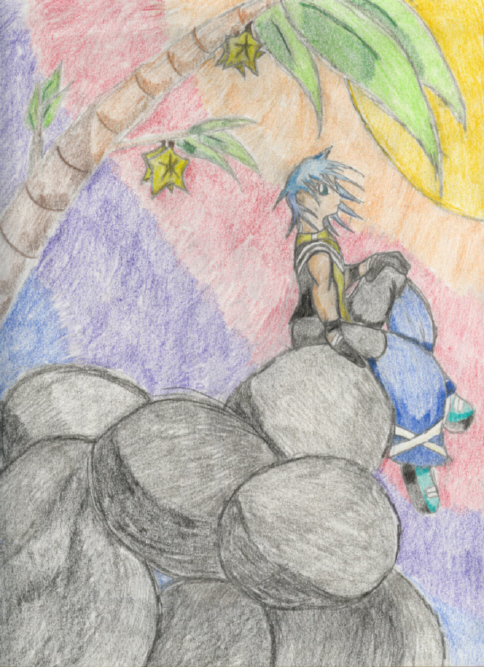 Riku on Destiny Island(colored) by Tikuu