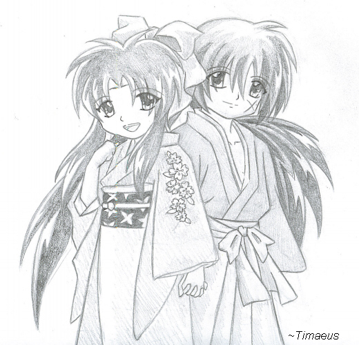 Chibi Kenshin and Kaoru by Timaeus