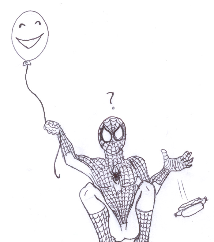 Spider-Man with Hot Dog and Balloon by ToadslyQuinne