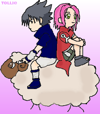 Sakura & Sasuke (digital art) by Tollie