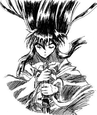 Human Inuyasha pen sketch thingy by Tore