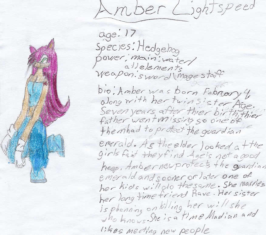 Amber Lightspeed and her profile by Towa_of_Memories