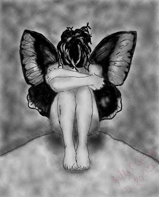 Sad butterfly fairy by Tragedywasmile