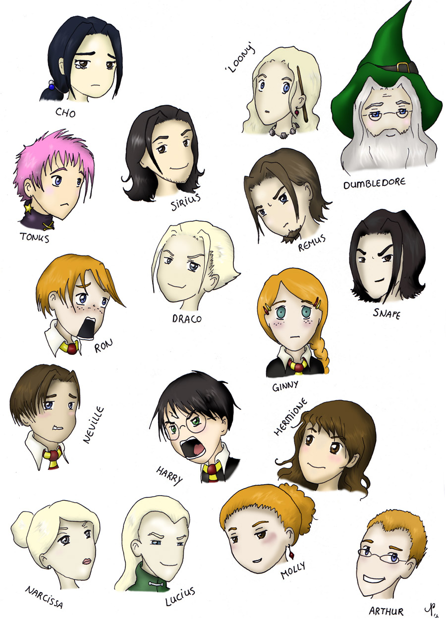 Harry Potter Chibi's Coloured by Tre
