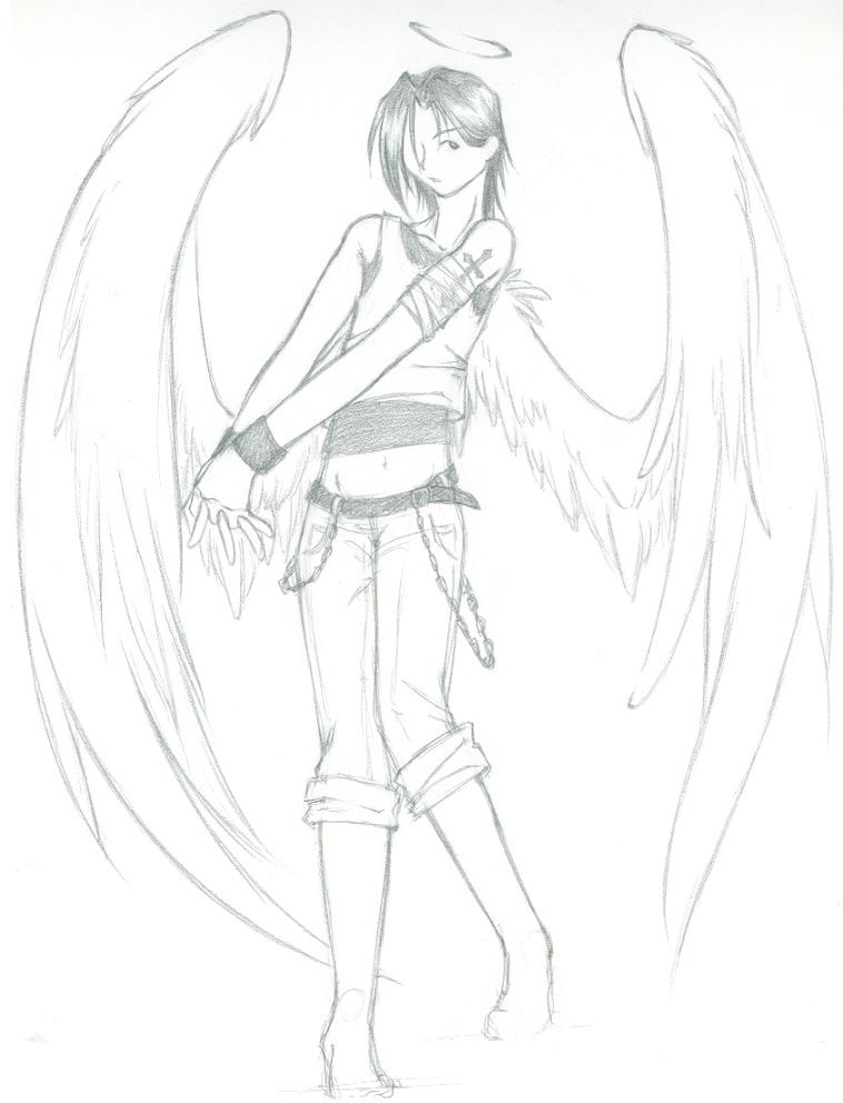 bent halo - angel boy sketch by Trinity_Fire