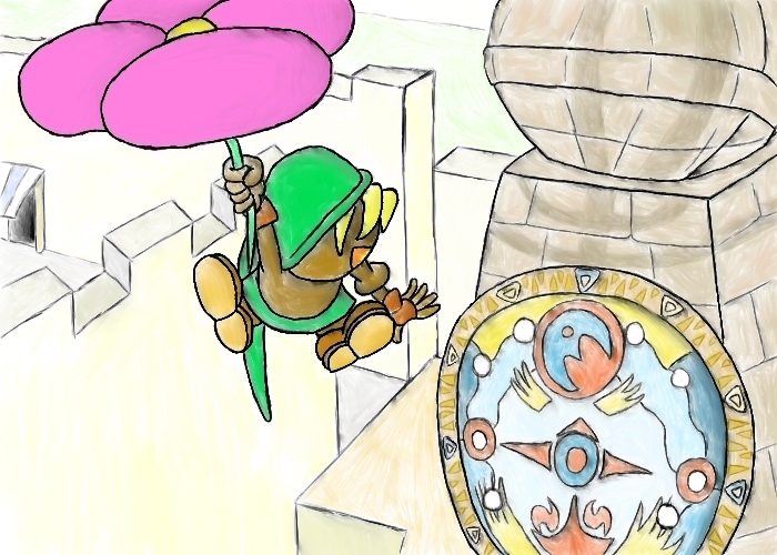 Deku Link Flies Over the Clock Tower by Triss