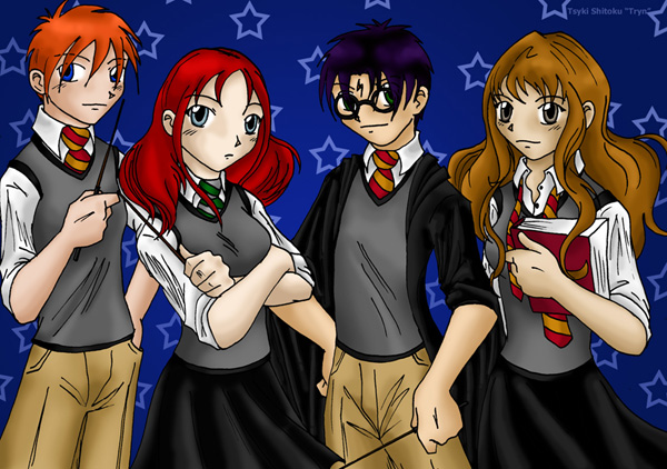 Four Hogwarts Students by Tsyki