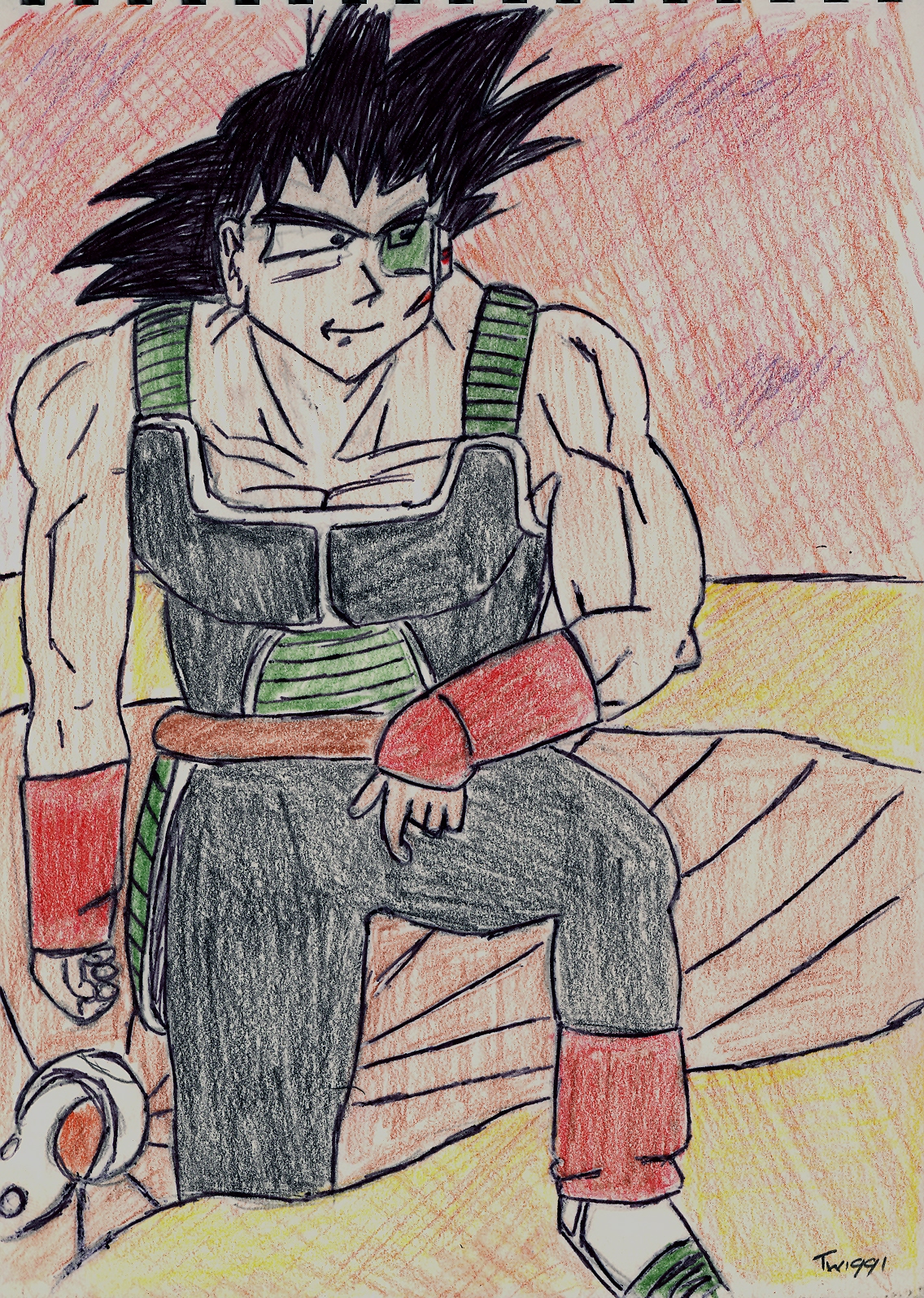 Bardock coming out of spacepod by Twiggi
