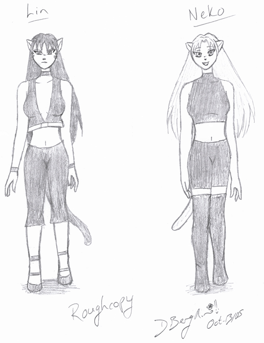 Lin and Neko (Rough draft) by Twinstar
