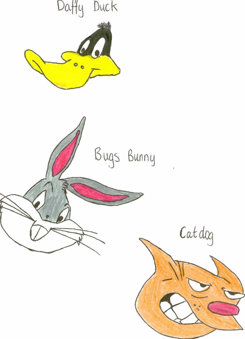 bugs bunny, daffy duck and catdog by taz_the_devil