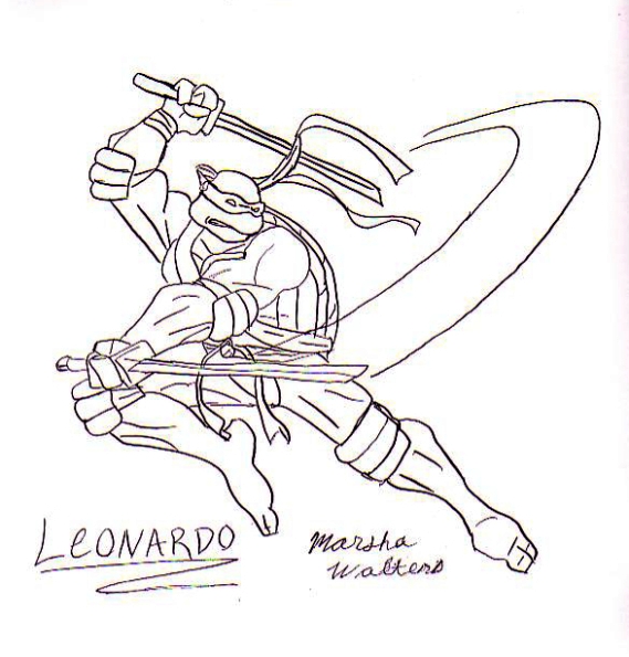 Leonardo in Crow quill pen by teentitansfanatic