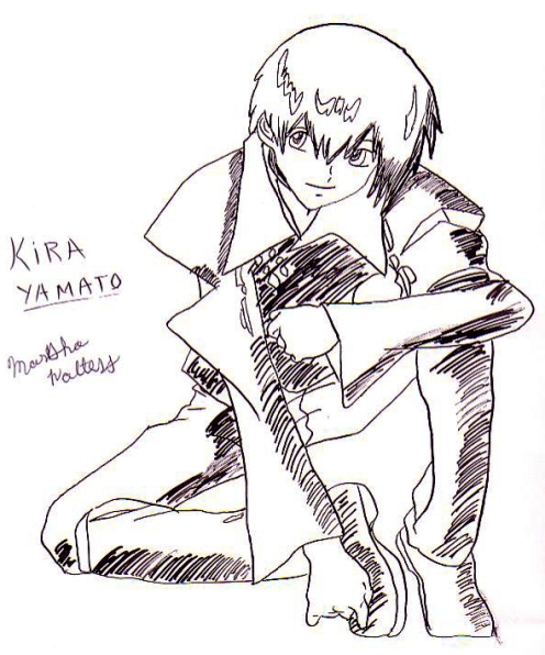 Kira Yamato In Crow Quill pen by teentitansfanatic