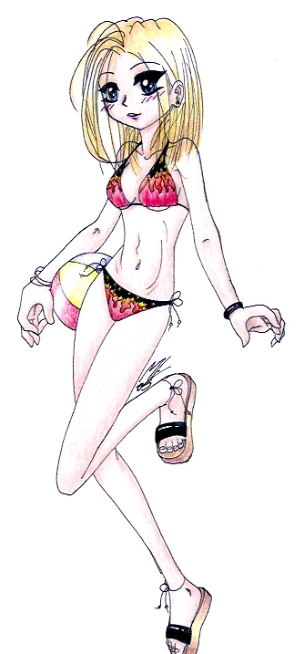 Sexy girl in a flame bikini by theblackbutterfly