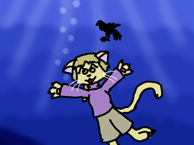 Me... as a kitty chibi... underwater. by thecompleteanimorph