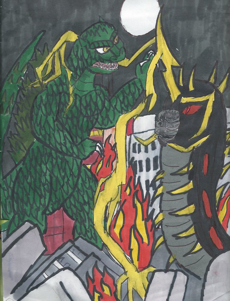Godzilla vs Battra Larva by thezackburg