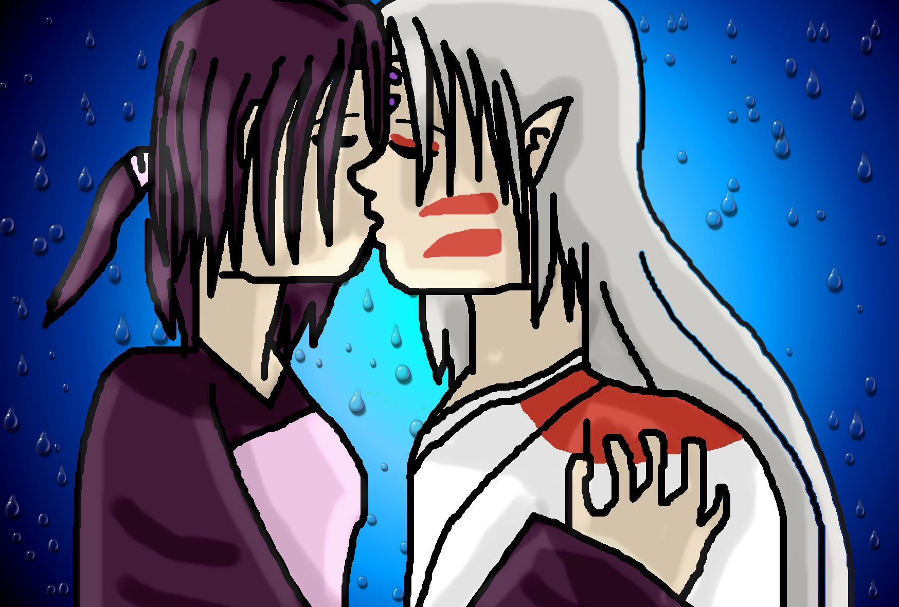 Miroa X Sesshomaru Kissing by tifa