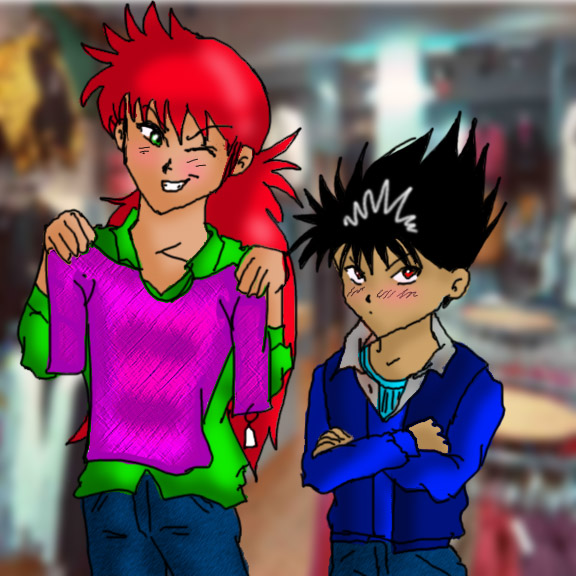 Kurama and Hiei SHOPPING!!! by trideegurl2