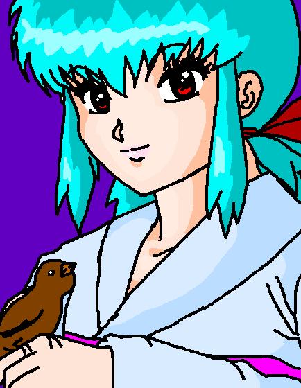 Yukina with a bird by trideegurl2