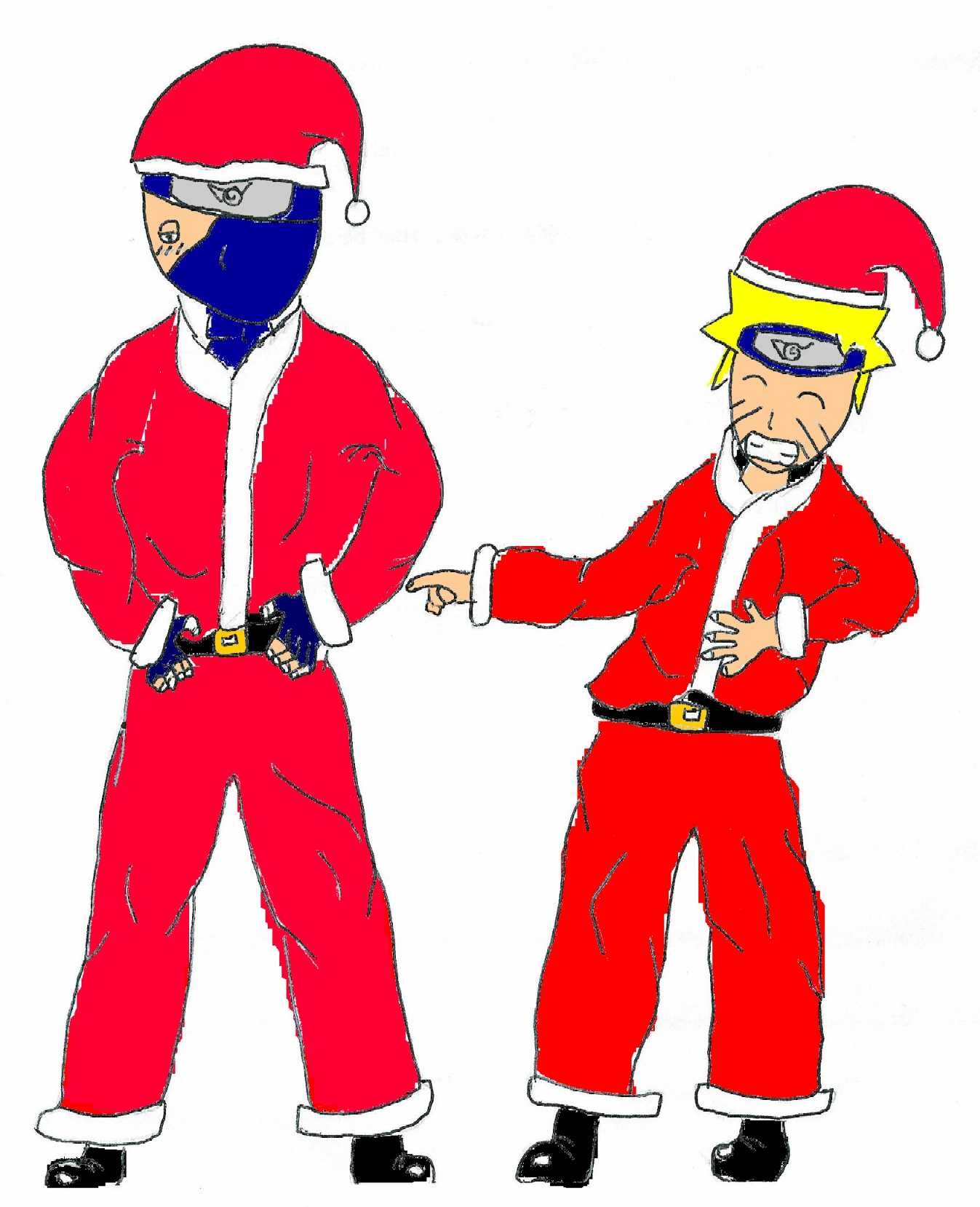 ChristmasKakashi&Naruto by trini_anime