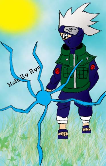 Chibi  Kakashi doin chidori!!!(coloured)!!!! by trini_anime