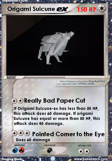 Pokemon Card Series #1: Origami Suicune-EX by tripletrouble3