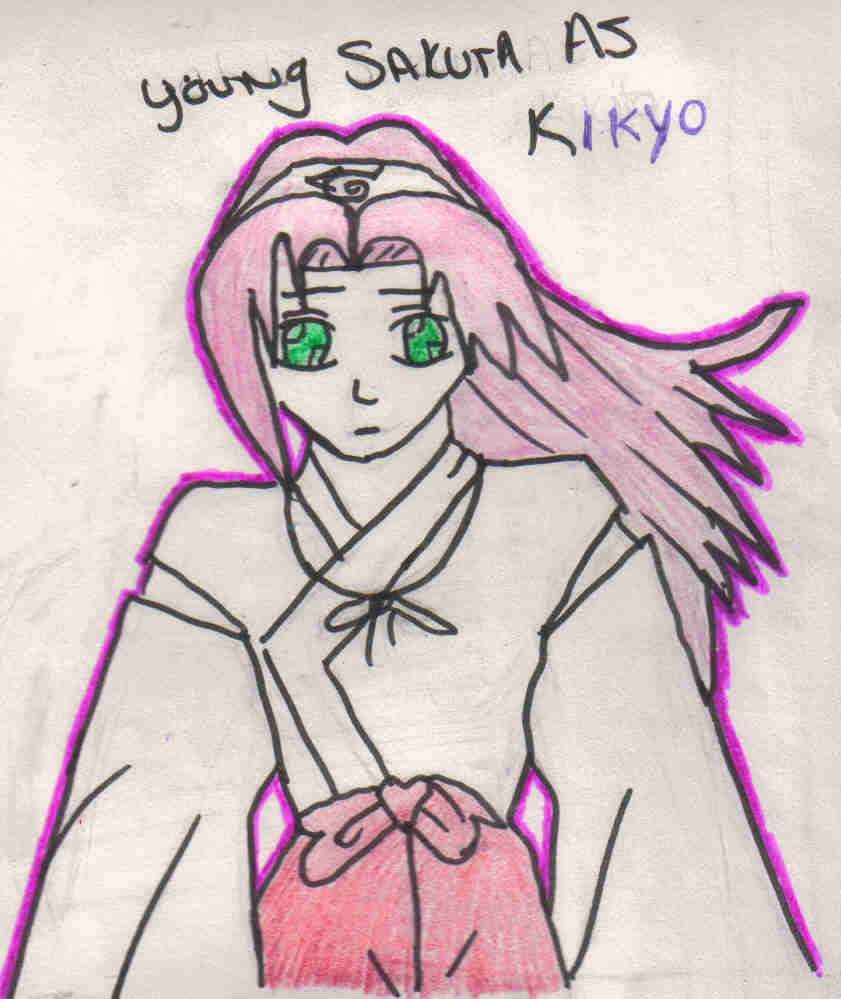 young Sakura as Kikyo(inuyasha) by twilightofdespair