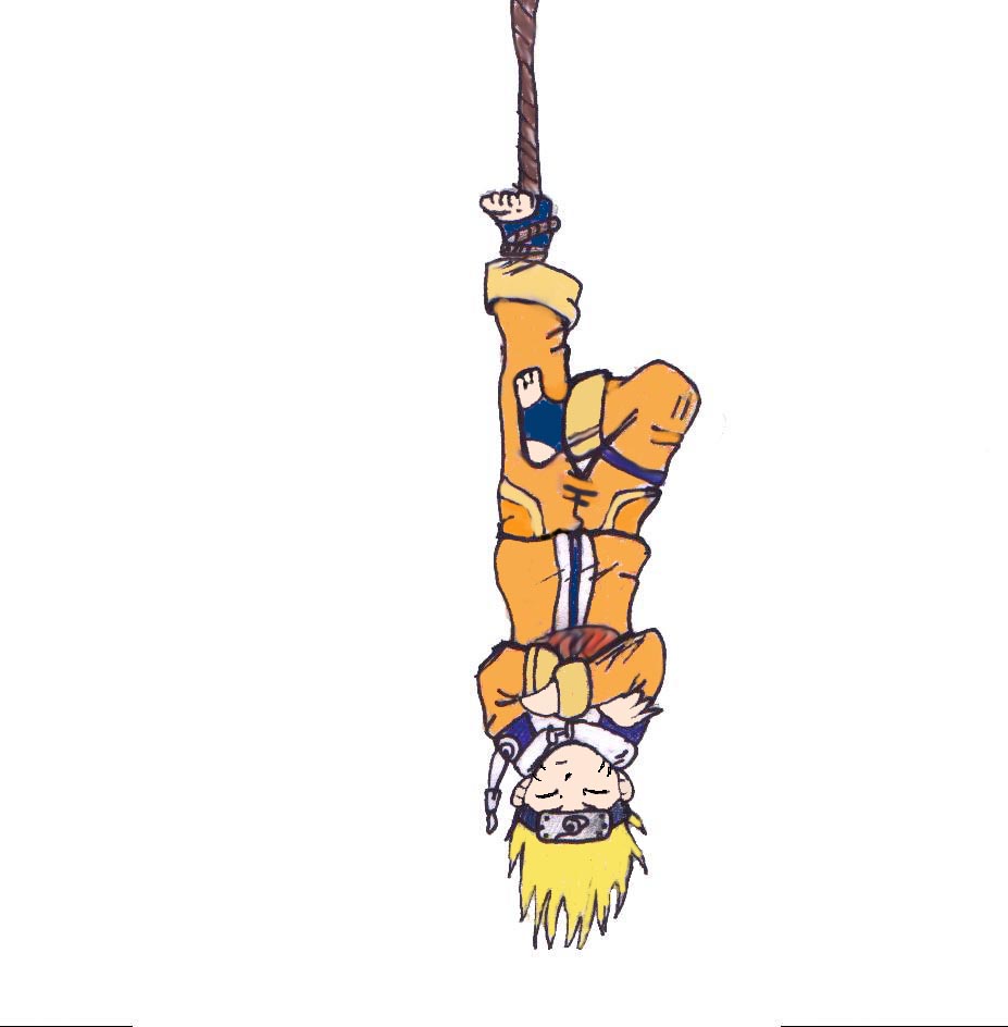 Naruto hanging from a rope (B) by twinn_artist2