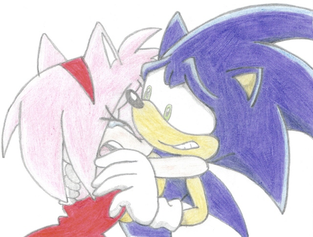sonic x sonic and amy hugging